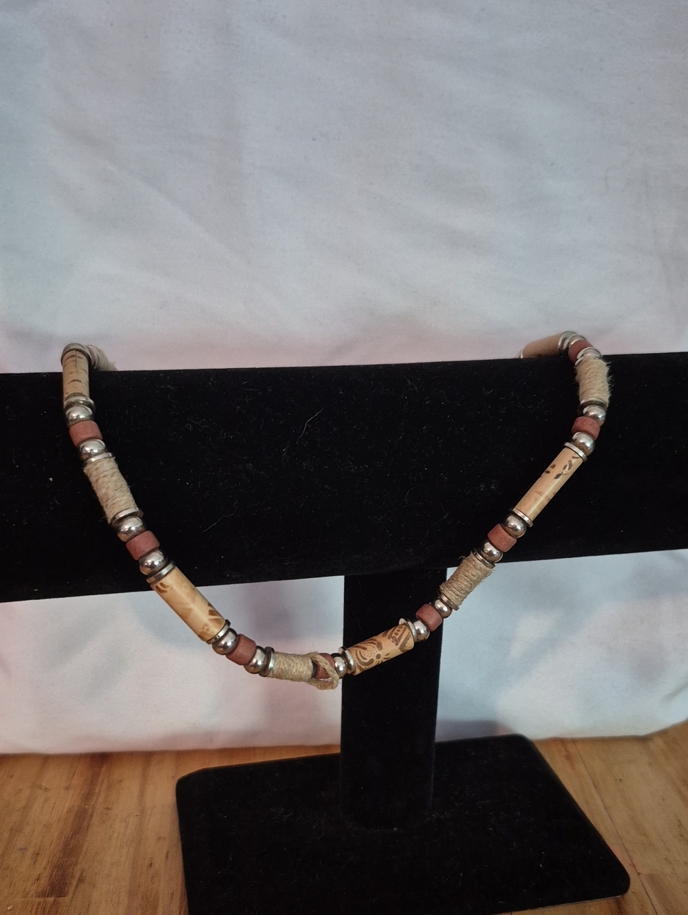 Handcrafted Beige and Brown Beaded Necklace - Unbranded